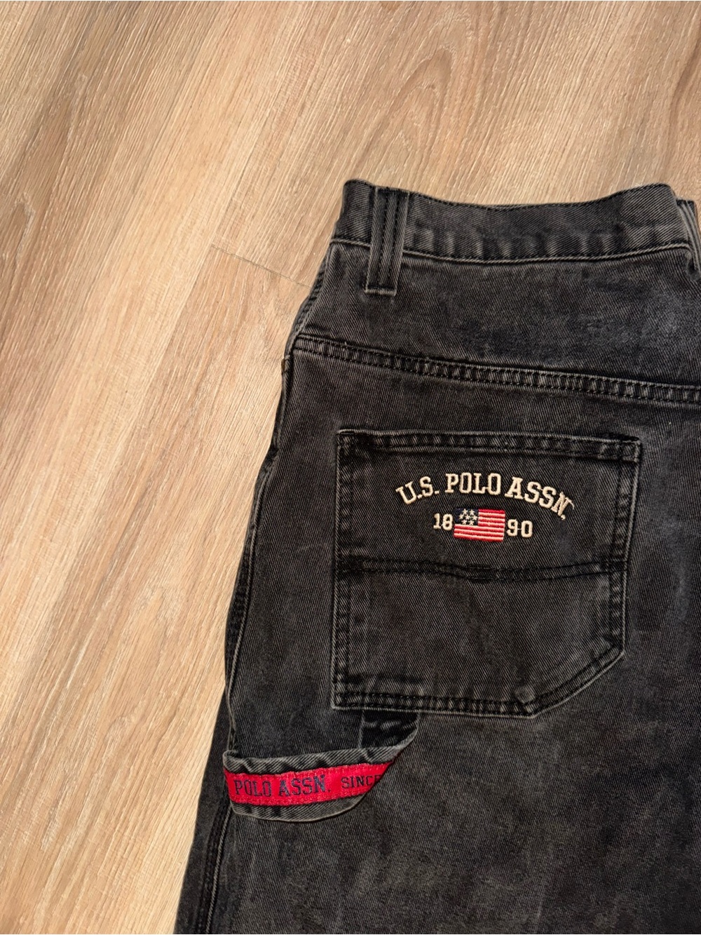 VINTAGE U.S. Polo Assn. Men's Black Jeans with Embroidered Back Pocket